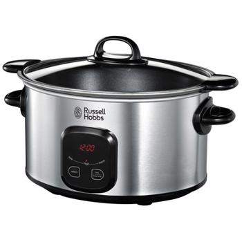 Slow cooker Russell Hobbs MaxiCook 22750-56, 6 L, 3 setari, Oala detasabila, Control digital, Inox