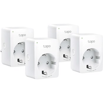 PRIZA inteligenta TP-LINK Tapo P100(4-pack) Schuko x 1, conectare prin Schuko (T), 10 A, programare prin smartphone, Bluetooth, WiFi, alb
