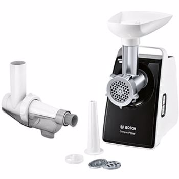 Masina de tocat carne Bosch MFW3X15B, 2.5kg/min, 2000W, accesoriu carnati/suc de rosii, alb-negru