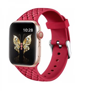Curea din silicon model impletit pentru Apple Watch 1 / 2 / 3 / 4 / 5 series 38 / 40mm rosu