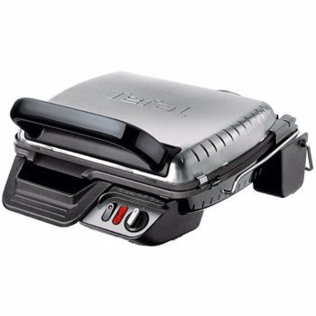 Gratar electric Tefal Ultracompact GC306012, 2000 W, termostat, 100-240 grade, placi detasabile, tava detasabila, indicator LED, 19 x 31.5 cm, argintiu