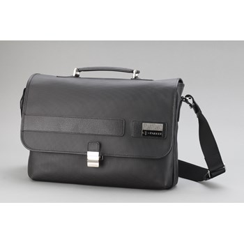 Servieta 2 compartimente documente/laptop, din piele neagra, stampata, PARKER