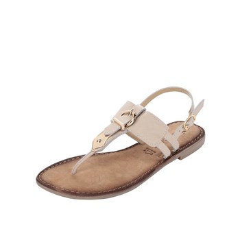 Sandale flip-flop bej din piele Tamaris