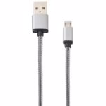 Cablu de date Lemontti Textil, Micro USB, Gri