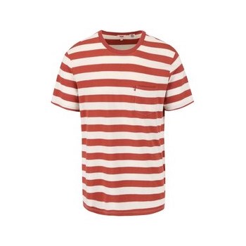 Tricou barbatesc crem si caramiziu in dungi cu buzunar Levi's®