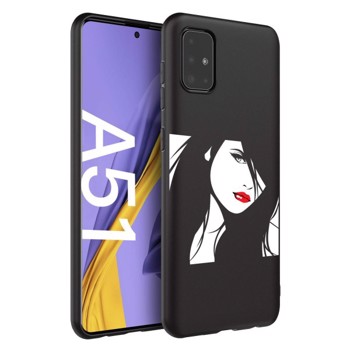 Husa Silicon Soft Upzz Print Candy Samsung Galaxy A51 Red Lips Negru
