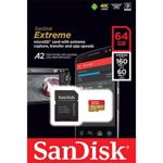 Card de memorie SANDISK Extreme microSDXC, 64 GB, clasa 10 A2 UHS-I, 160MBs, adaptor