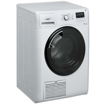 Uscator de rufe 6th Sense Whirlpool AZB8785, 8 kg, Condensare, Display LCD Touch, Functie Antisifoanre, Alb
