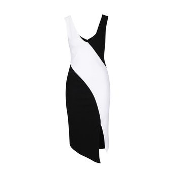 Rochie asimetrica alb cu negru Miss Selfridge