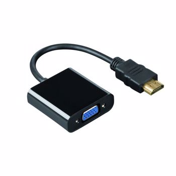 Cablu adaptor Hdmi tata la VGA mama fara sunet si 2 adaptoare negru