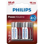 Baterii alcaline AA PHILIPS LR6P6BP/10, 4+2 bucati