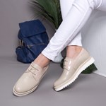 Pantofi dama Piele Edna bej casual lac