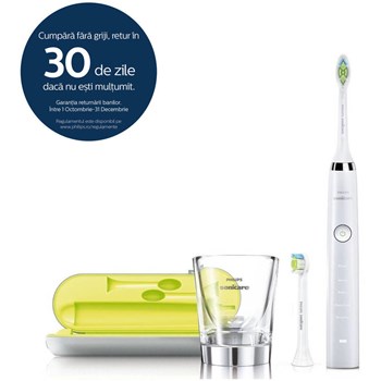 Periuta de dinti electrica PHILIPS Sonicare Diamond Clean HX9332/04, 5 programe, 62000 miscari/min, 2 capete, alb