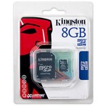 Card de memorie Kingston MicroSDHC, 8GB, Class 4 + Adaptor