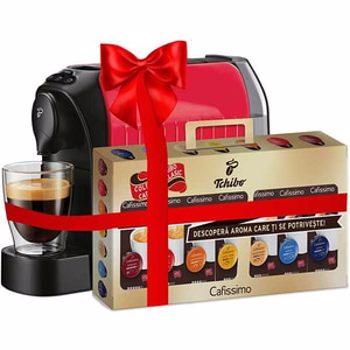 Pachet Espressor TCHIBO Cafissimo Easy Red + 70 capsule Caffisimo Classic Collection 392852, 0.65l, 1250W, rosu-negru