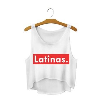 BL871-2 Maieu scurt asimetric cu inscriptie Latinas