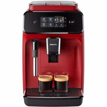 Espressor complet automat Philips EP1222/00, 2 băuturi, 15 bar, 1.8 L, 12 setări de măcinare, Sistem clasic de spumare a laptelui, Afişaj tactil, Filtru AquaClean, Roşu