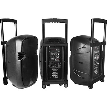 Boxa portabila activa Ibiza 400W USB SD 2 x microfon linie MP3 Bluetooth Negru hybrid10vhfbt