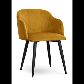 Scaun tapitat cu stofa, cu picioare metalice Danez Velvet Galben / Negru, l56xA60xH80 cm