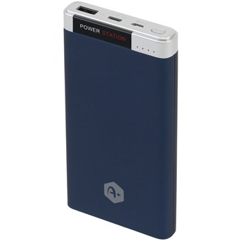 Acumulator extern A+ 10000 mAh, 1 port USB, conectivitate type-C si micro USB, Albastru