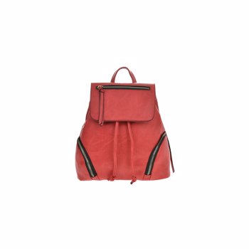 Francesca Rossi, Rucsac de piele ecologica, cu clapa, Rosu