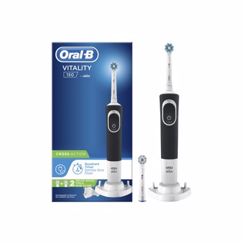 Periuta de dinti electrica Vitality D100 Cross Action, 7600 Oscilatii/min, Curatare 2D, 1 program, 2 capate, Negru
