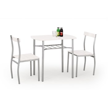 Set masa din MDF si metal + 2 scaune Lance White, L82xl50xH75 cm