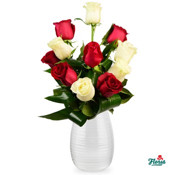 Buchet de flori - Alb si rosu