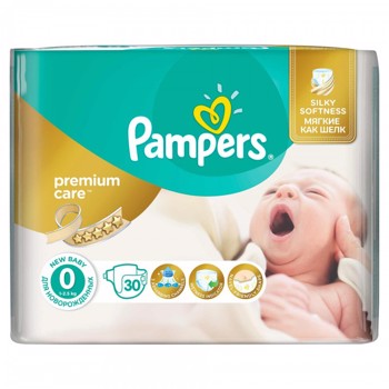 Scutece Pampers Premium Care 0 New Born Carry Pack, 30 buc/pachet