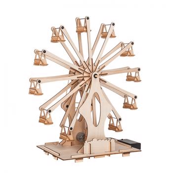 Jucarie educationala copii model Roata Ferris DIY kit experiment stiintific Puzzel 3D din lemn cu motoras interactiva 014