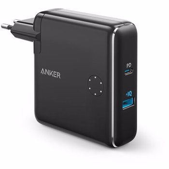 Baterie externa Anker PowerCore Fusion 5000 - Incarcator de retea si baterie externa 2-in-1, 42W, USB, USB-C, Power Delivery, 5000mAh, Negru