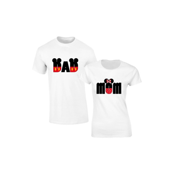 Set de tricouri albe Mom Dad Disney S118