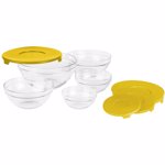 Vanora Set 5 boluri de sticla cu capac, galben