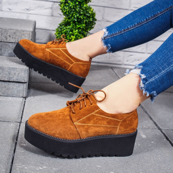 Pantofi cu platforma dama camel Kalea