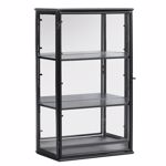 Vitrina living Nordal neagra cu oglinda