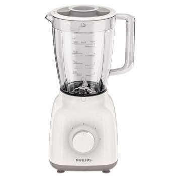 Blender Philips HR2100/00, 400W, 1.25 l, 2 viteze, Alb/Bej