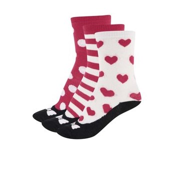Set de 3 sosete rosu cu alb pentru femei&fete Oddsocks Fresh