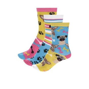 Set de 3 sosete multicolore Oddsocks Pugs cu model