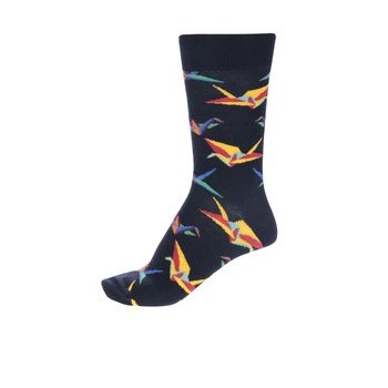 Sosete negre cu imprimeu Happy Socks Origami pentru barbati