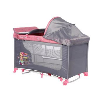 Patut pliabil Moonlight Rocker 2 nivele cu accesorii Pink Travelling