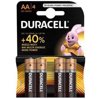 Set 4 baterii Duracell Basic, tip AA