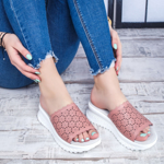 Papuci Piele dama roz Planeria-rl
