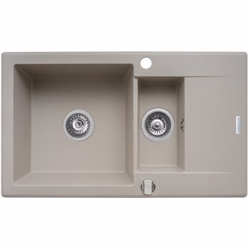 Pachet chiuveta granit KORFU 78x46 1 1/2B 1D + Baterie FIDO Pyramis Bej
