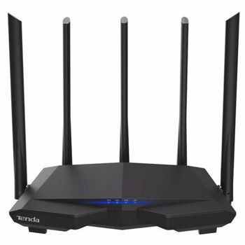 Router Wireless Tenda AC7, Dual-Band, 1200 Mbps, 5 Antene externe (Negru)