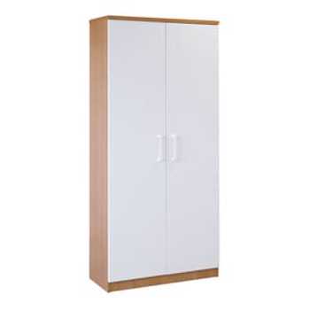 Dulap birou RTC, 80 x 36 x 180 cm, PAL, 2 usi, 4 polite, stejar ferrara-alb