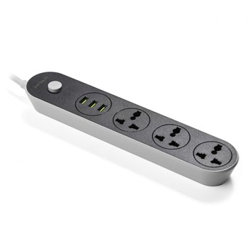 Prelungitor Serioux SRXS-PS33B, 3 prize, 3xUSB, intrerupator, protectie supratensiune, 1.6m, Negru