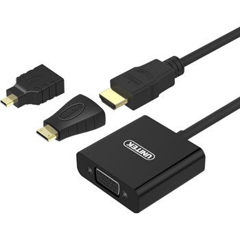 Adaptor Unitek mini-micro HDMI la VGA + Audio Negru y-6355