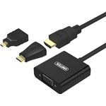Adaptor Unitek mini-micro HDMI la VGA + Audio Negru y-6355