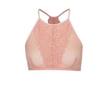 Bustier roz somon Pieces Lasma cu dantela