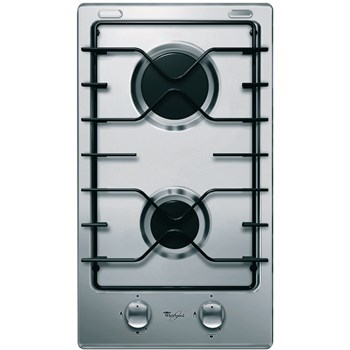 Plita incorporabila Whirlpool AKT 301 IX, Gaz, 2 arzatoare, Aprindere electrica, Inox